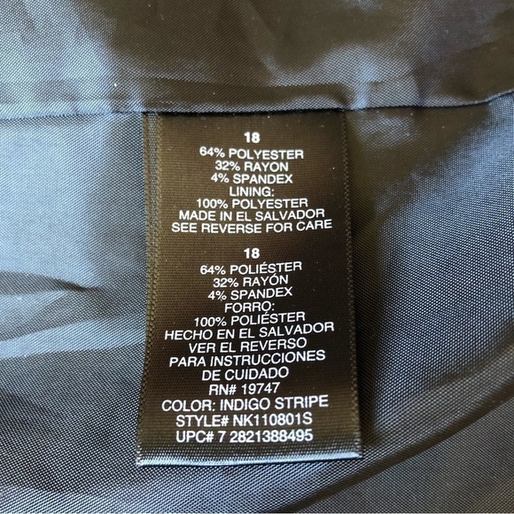 NORMA Kamali Blazer Indigo Navy Pinstripe Fitted Career Single Button 18 - Picture 6 of 11